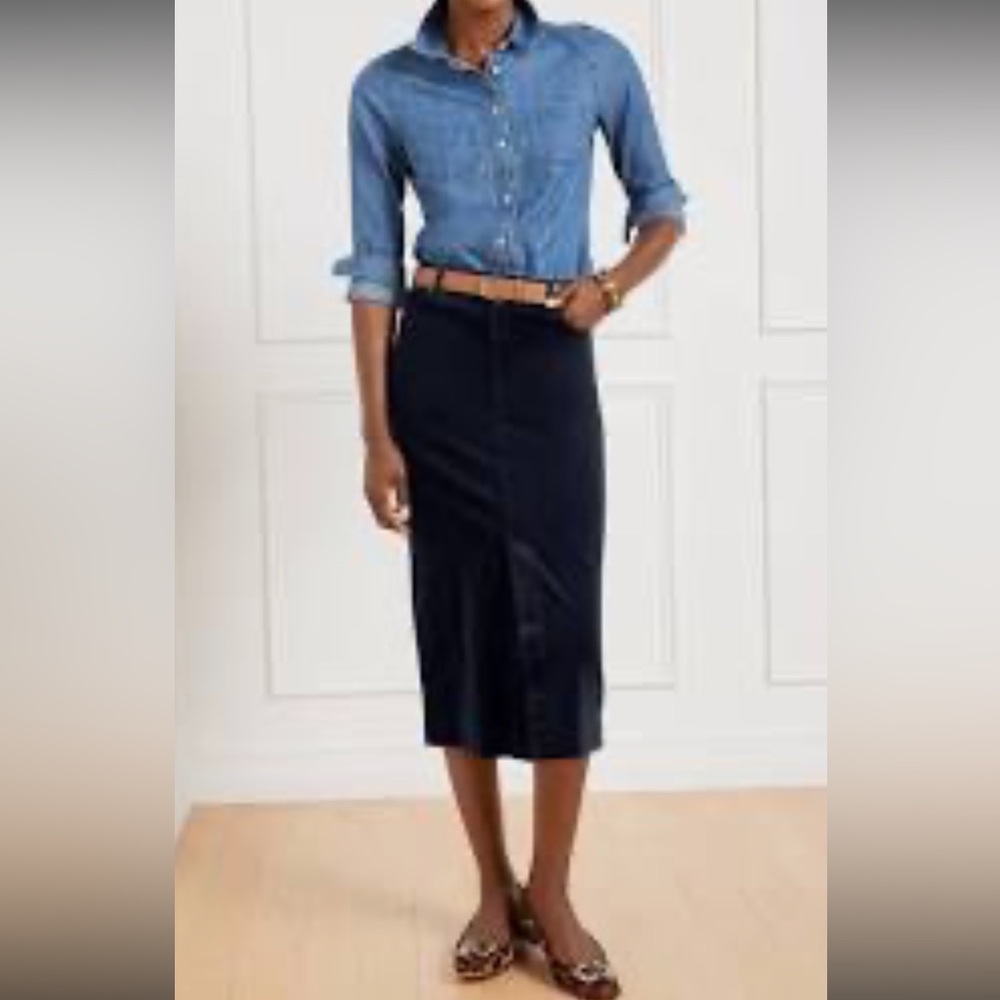 NWT Talbots Dark Blue Corduroy Skirt